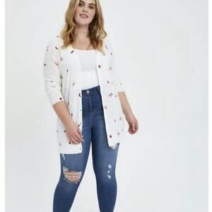 Torrid Mystic Skull Crossbones Button Front Long Cardigan Size 1X